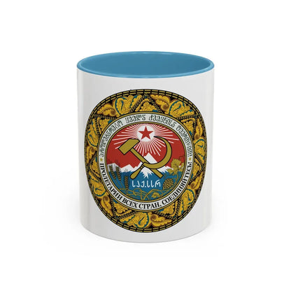 Emblem of the Georgian SSR-2 - Accent Coffee Mug 11oz Light Blue - Go Mug Yourself
