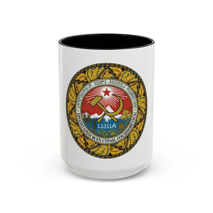 Emblem of the Georgian SSR-2 - Accent Coffee Mug 15oz Black - Go Mug Yourself