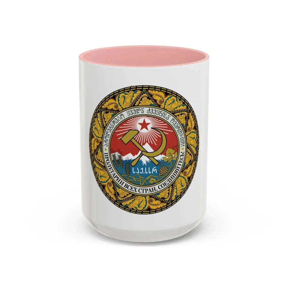 Emblem of the Georgian SSR-2 - Accent Coffee Mug 15oz Pink - Go Mug Yourself