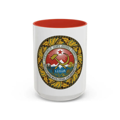Emblem of the Georgian SSR-2 - Accent Coffee Mug 15oz Red - Go Mug Yourself