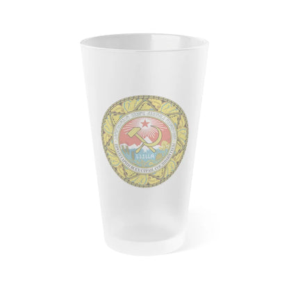 Emblem of the Georgian SSR-2 - Frosted Pint Glass 16oz-16oz-Frosted-Go Mug Yourself