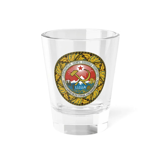 Emblem of the Georgian SSR (Georgia) (Coat of Arms) Shot Glass 1.5oz 1.5oz - Go Mug Yourself