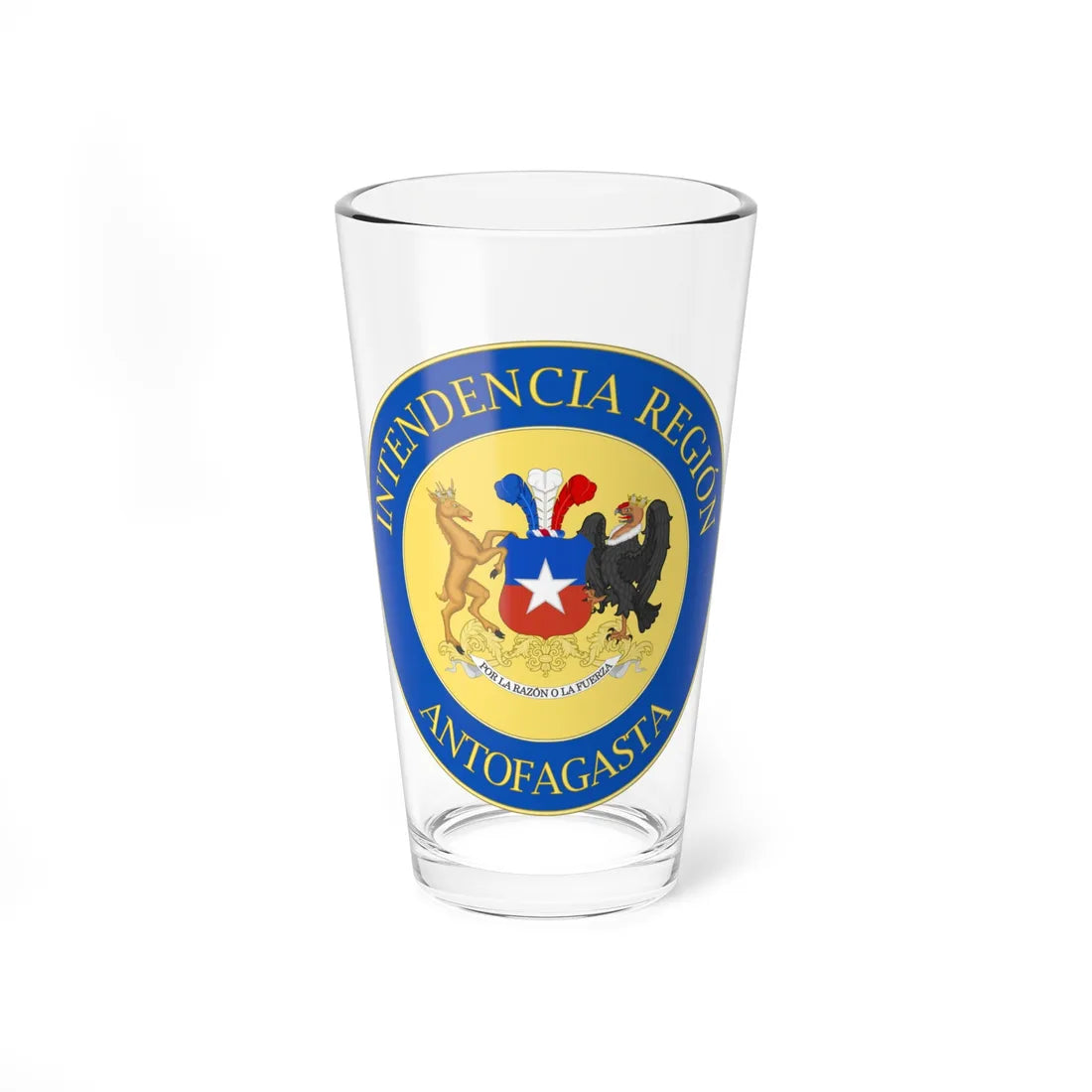 Emblem of the Intendancy of Antofagasta Region (Chile) (Coat of Arms) Pint Glass 16oz 16oz - Go Mug Yourself