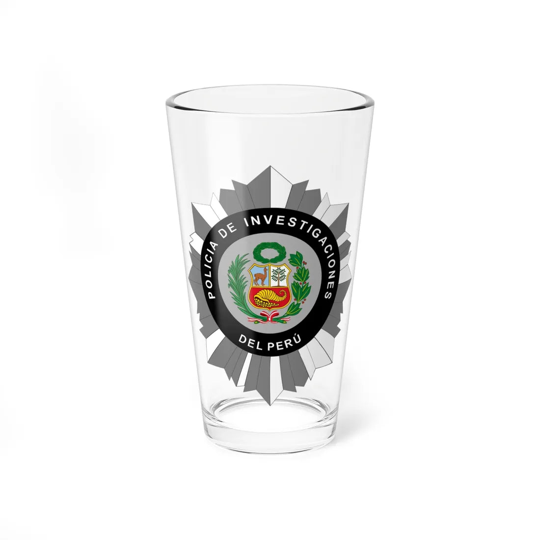 Emblem of the Investigative Police of Peru (Peru) (Coat of Arms) Pint Glass 16oz 16oz - Go Mug Yourself
