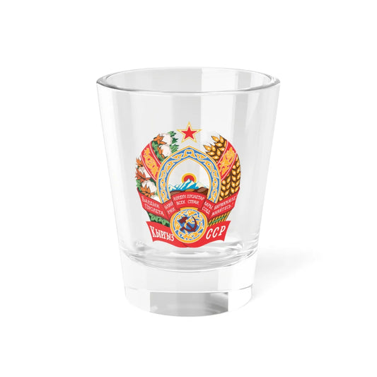 Emblem of the Kirghiz SSR (Soviet Union) (Coat of Arms) Shot Glass 1.5oz 1.5oz - Go Mug Yourself