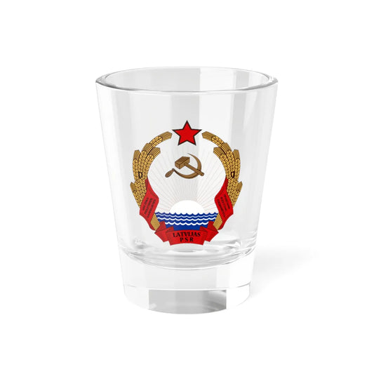 Emblem of the Latvian SSR (Latvia) (Coat of Arms) Shot Glass 1.5oz 1.5oz - Go Mug Yourself