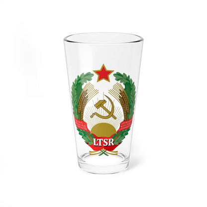 Emblem of the Lithuanian SSR (Lithuania) (Coat of Arms) Pint Glass 16oz 16oz - Go Mug Yourself