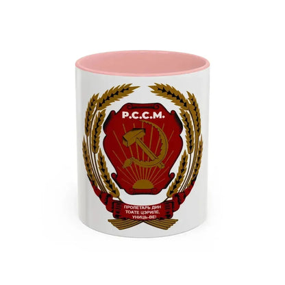 Emblem of the Moldavian SSR (1940-1941) - Accent Coffee Mug 11oz Pink - Go Mug Yourself