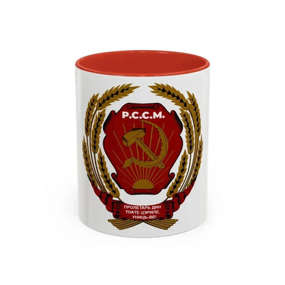 Emblem of the Moldavian SSR (1940-1941) - Accent Coffee Mug 11oz Red - Go Mug Yourself