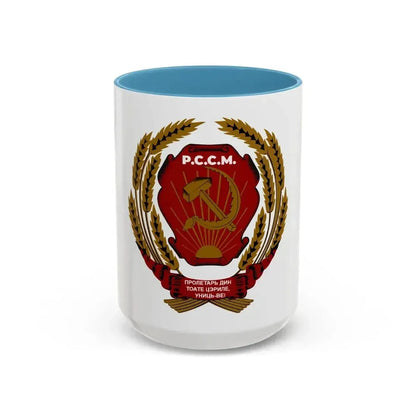 Emblem of the Moldavian SSR (1940-1941) - Accent Coffee Mug 15oz Light Blue - Go Mug Yourself