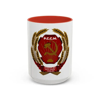 Emblem of the Moldavian SSR (1940-1941) - Accent Coffee Mug 15oz Red - Go Mug Yourself