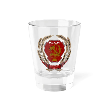 Emblem of the Moldavian SSR 1940-1941 (Soviet Union) (Coat of Arms) Shot Glass 1.5oz 1.5oz - Go Mug Yourself