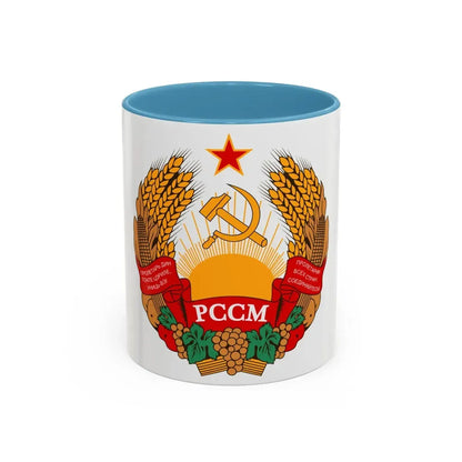 Emblem of the Moldavian SSR (1941-1957) - Accent Coffee Mug 11oz Light Blue - Go Mug Yourself