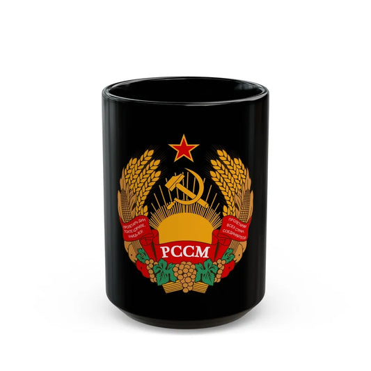 Emblem of the Moldavian SSR (1941-1957) - Black Coffee Mug-15oz-Go Mug Yourself