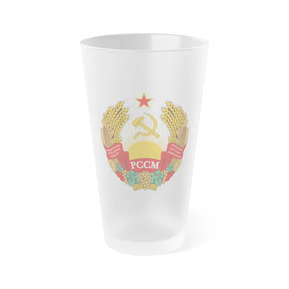 Emblem of the Moldavian SSR (1941-1957) - Frosted Pint Glass 16oz-16oz-Frosted-Go Mug Yourself