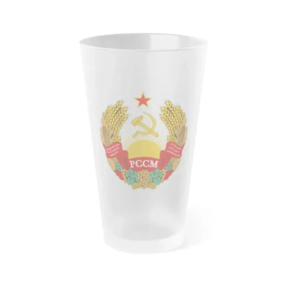 Emblem of the Moldavian SSR (1941-1957) - Frosted Pint Glass 16oz 16oz Frosted - Go Mug Yourself
