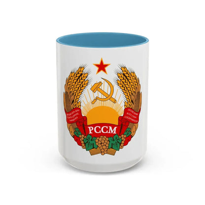 Emblem of the Moldavian SSR (1957-1981) - Accent Coffee Mug 15oz Light Blue - Go Mug Yourself