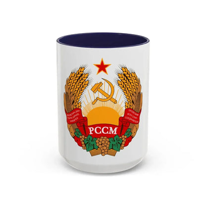 Emblem of the Moldavian SSR (1957-1981) - Accent Coffee Mug 15oz Navy - Go Mug Yourself