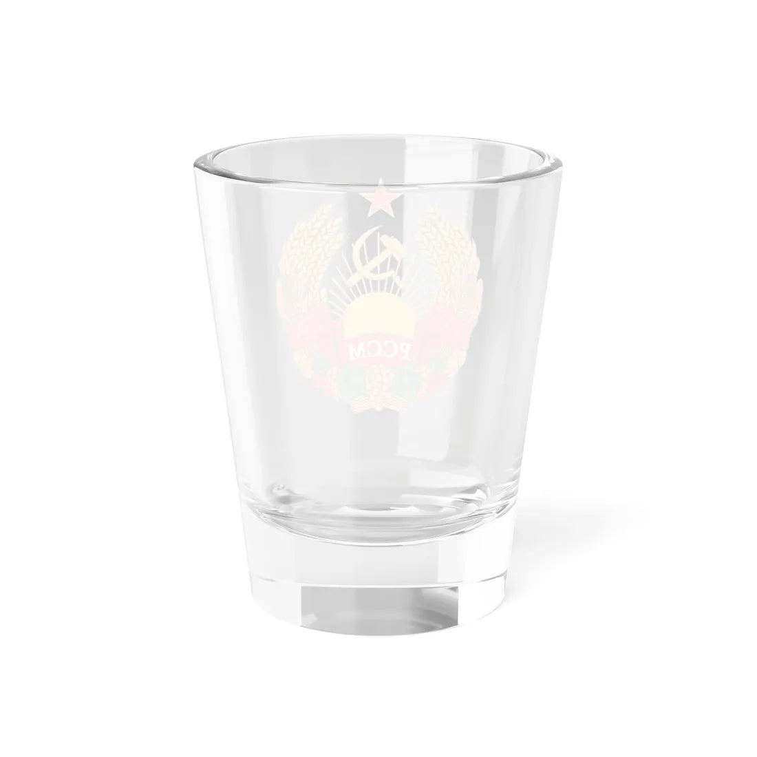 Emblem of the Moldavian SSR 1981-1990 (Soviet Union) (Coat of Arms) Shot Glass 1.5oz - Go Mug Yourself