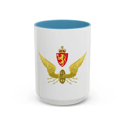 Emblem of the Norwegian State Railways - Accent Coffee Mug 15oz Light Blue - Go Mug Yourself