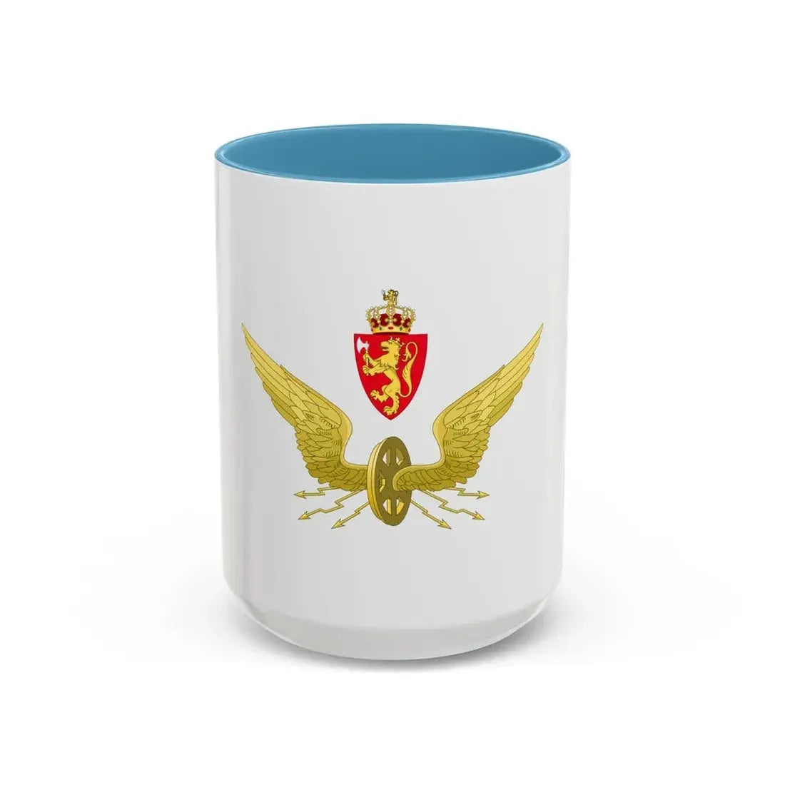 Emblem of the Norwegian State Railways - Accent Coffee Mug 15oz Light Blue - Go Mug Yourself