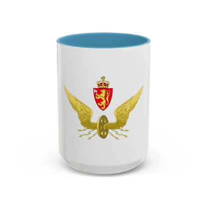 Emblem of the Norwegian State Railways - Accent Coffee Mug 15oz Light Blue - Go Mug Yourself