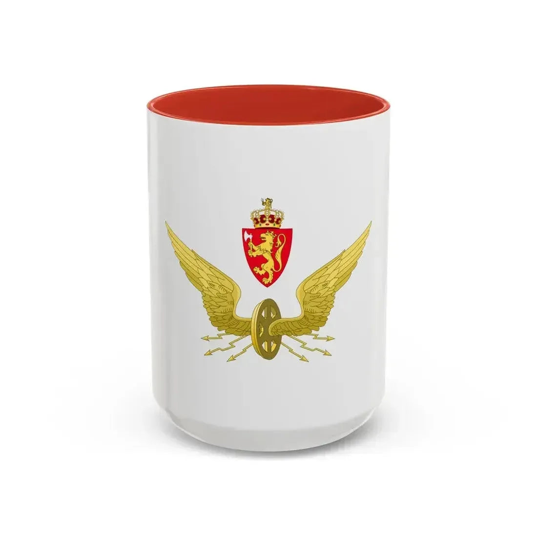 Emblem of the Norwegian State Railways - Accent Coffee Mug 15oz Red - Go Mug Yourself