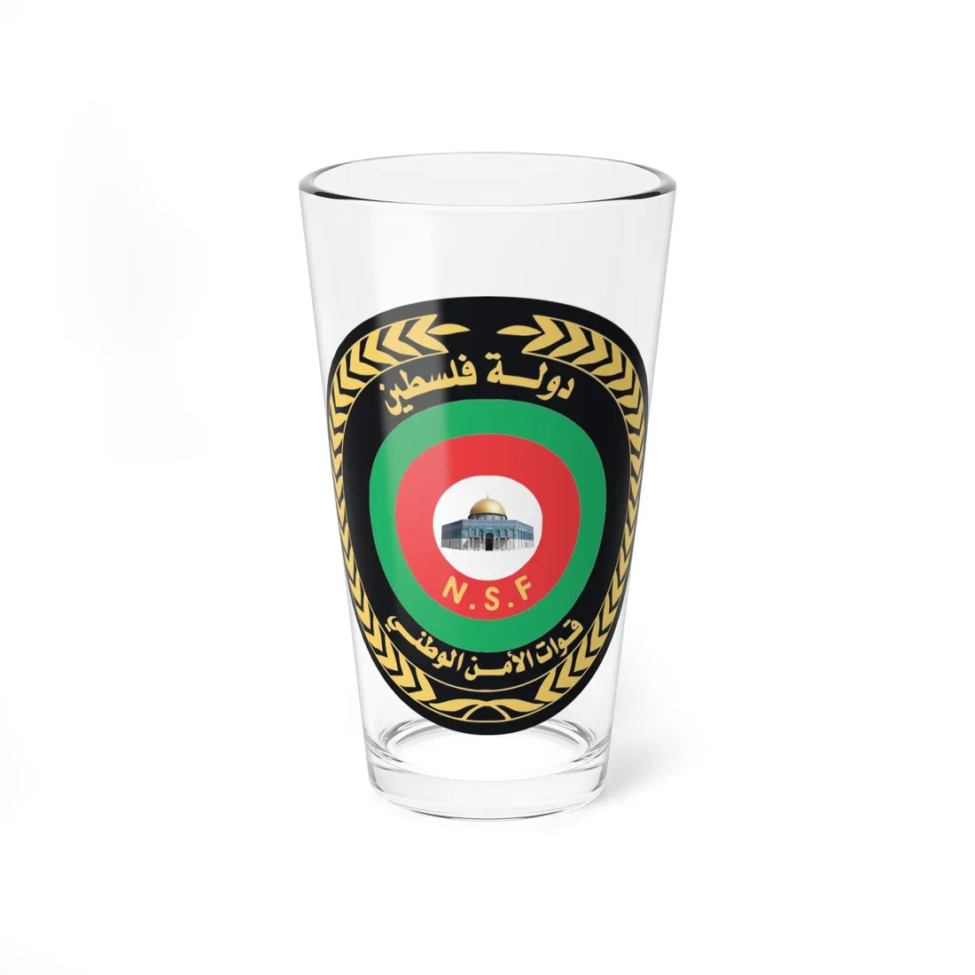 Emblem of the Palestinian National Security Forces (Palestine) (Coat of Arms) Pint Glass 16oz 16oz - Go Mug Yourself