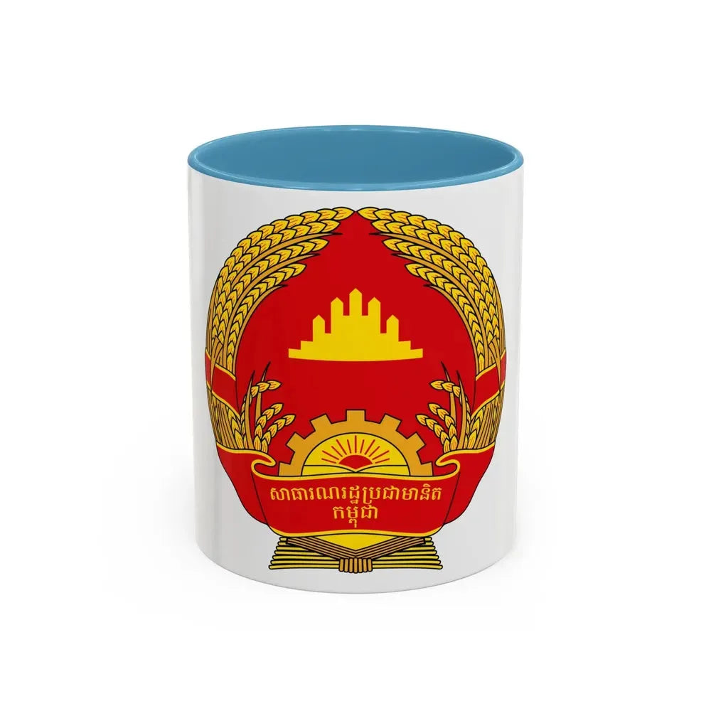 Emblem of the People's Republic of Kampuchea (1981-1989) - Accent Coffee Mug 11oz Light Blue - Go Mug Yourself