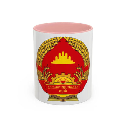 Emblem of the People's Republic of Kampuchea (1981-1989) - Accent Coffee Mug 11oz Pink - Go Mug Yourself