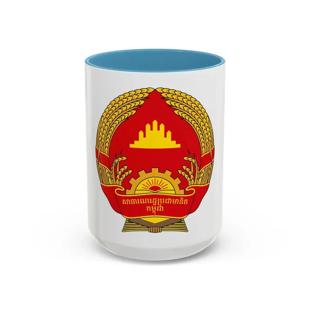 Emblem of the People's Republic of Kampuchea (1981-1989) - Accent Coffee Mug 15oz Light Blue - Go Mug Yourself