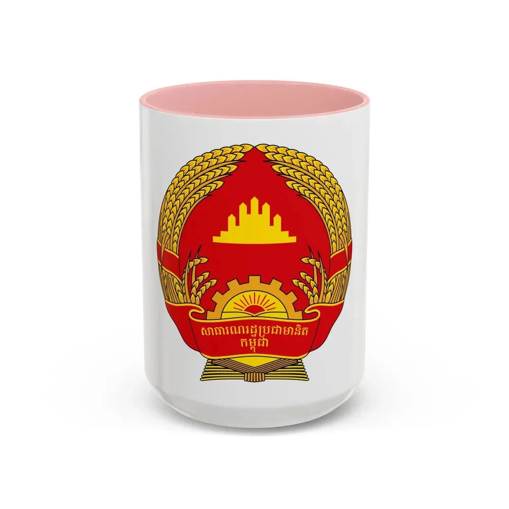 Emblem of the People's Republic of Kampuchea (1981-1989) - Accent Coffee Mug 15oz Pink - Go Mug Yourself