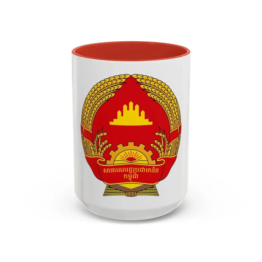 Emblem of the People's Republic of Kampuchea (1981-1989) - Accent Coffee Mug 15oz Red - Go Mug Yourself