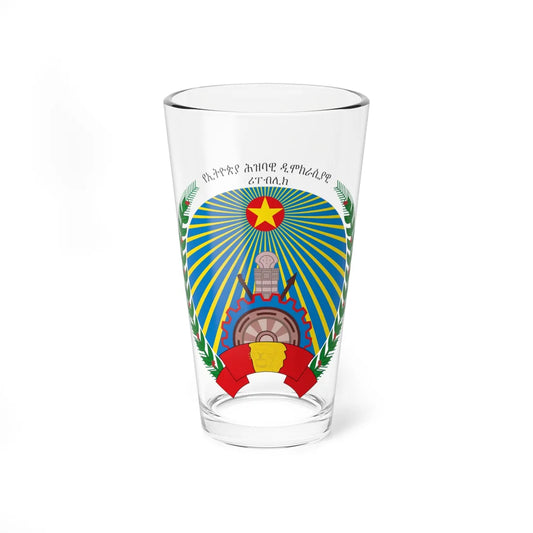 Emblem of the Peoples Democratic Republic of Ethiopia (Ethiopia) (Coat of Arms) Pint Glass 16oz 16oz - Go Mug Yourself