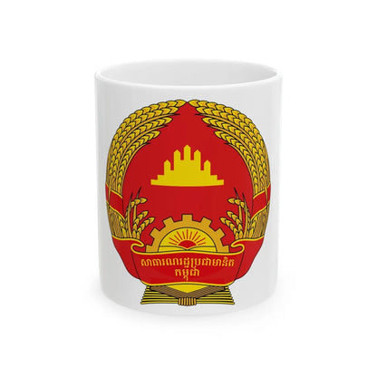 Emblem of the People's Republic of Kampuchea (1981-1989) - White Coffee Mug-11oz-Go Mug Yourself