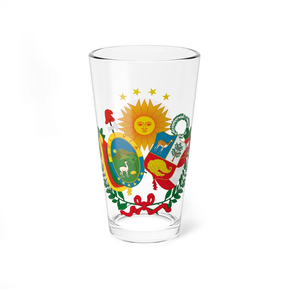 Emblem of the Peru-Bolivian Confederation (Bolivia) (Coat of Arms) Pint Glass 16oz 16oz - Go Mug Yourself