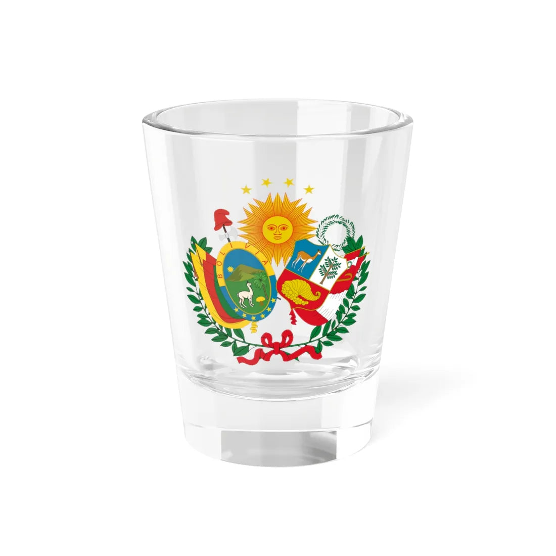 Emblem of the Peru-Bolivian Confederation (Bolivia) (Coat of Arms) Shot Glass 1.5oz 1.5oz - Go Mug Yourself