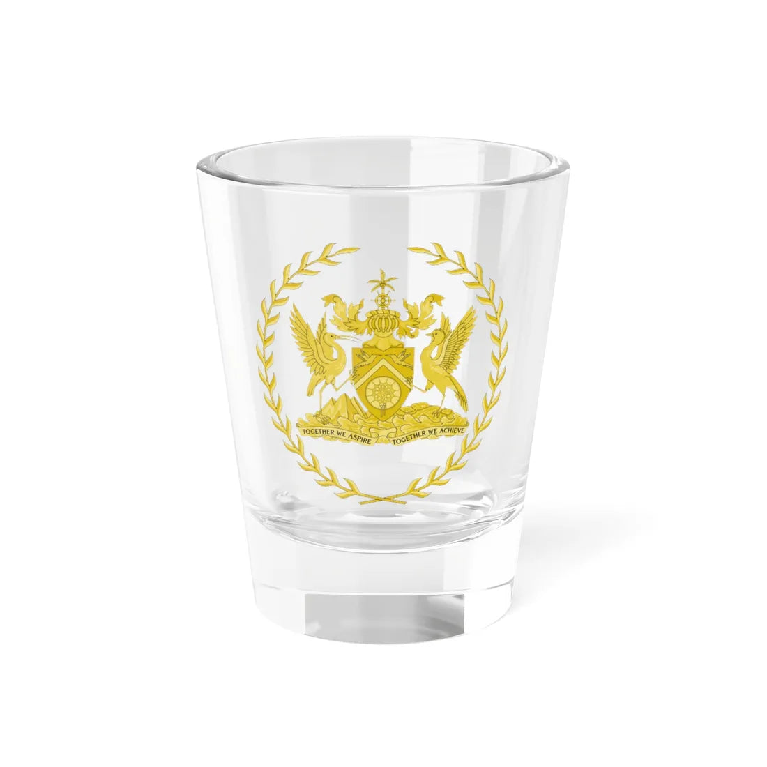 Emblem of the President of Trinidad and Tobago (Trinidad and Tobago) (Coat of Arms) Shot Glass 1.5oz 1.5oz - Go Mug Yourself