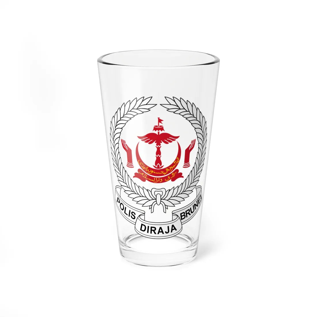 Emblem of the Royal Brunei Police Force (Brunei) (Coat of Arms) Pint Glass 16oz 16oz - Go Mug Yourself