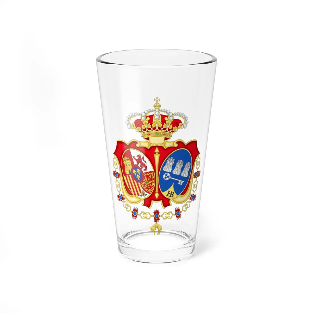 Emblem of the Royal Cavalry Armory of Havana (Costa Rica) (Coat of Arms) Pint Glass 16oz 16oz - Go Mug Yourself