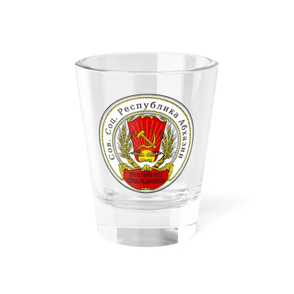 Emblem of the Socialist Soviet Republic of Abkhazia 1921-1925 (Georgia) (Coat of Arms) Shot Glass 1.5oz 1.5oz - Go Mug Yourself
