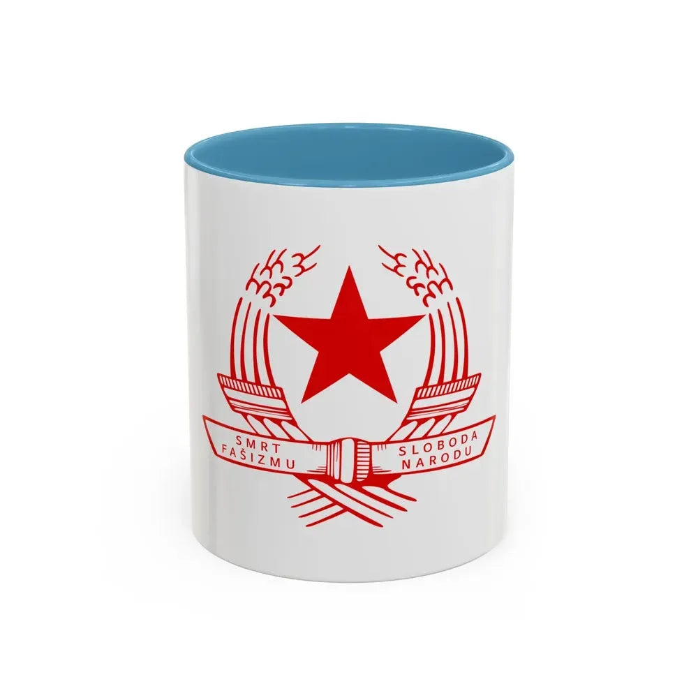 Emblem of the State Anti-fascist Council for the National Liberation of Croatia - Accent Coffee Mug 11oz Light Blue - Go Mug Yourself