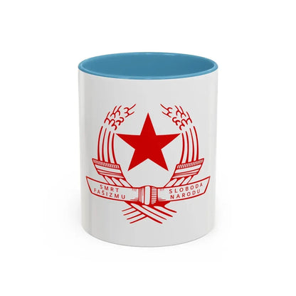 Emblem of the State Anti-fascist Council for the National Liberation of Croatia - Accent Coffee Mug 11oz Light Blue - Go Mug Yourself