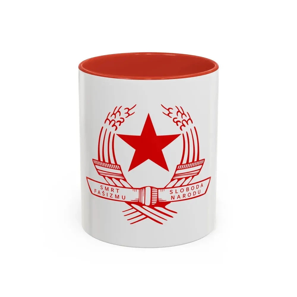 Emblem of the State Anti-fascist Council for the National Liberation of Croatia - Accent Coffee Mug 11oz Red - Go Mug Yourself