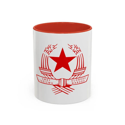 Emblem of the State Anti-fascist Council for the National Liberation of Croatia - Accent Coffee Mug 11oz Red - Go Mug Yourself