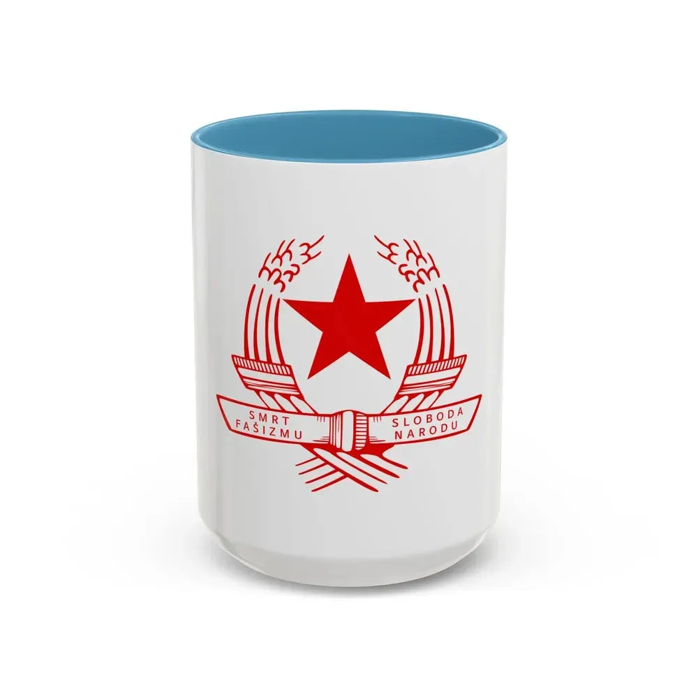 Emblem of the State Anti-fascist Council for the National Liberation of Croatia - Accent Coffee Mug 15oz Light Blue - Go Mug Yourself