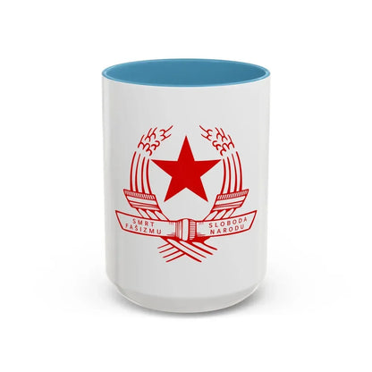 Emblem of the State Anti-fascist Council for the National Liberation of Croatia - Accent Coffee Mug 15oz Light Blue - Go Mug Yourself