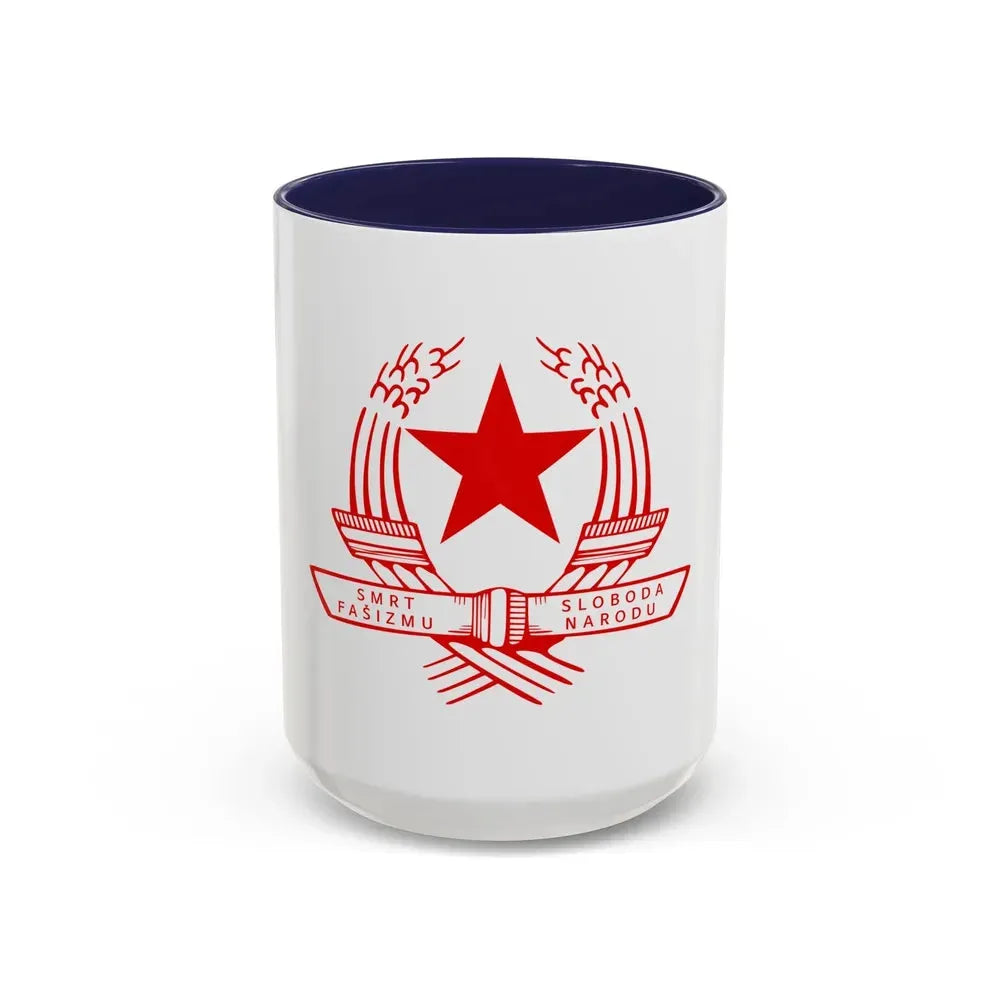 Emblem of the State Anti-fascist Council for the National Liberation of Croatia - Accent Coffee Mug 15oz Navy - Go Mug Yourself