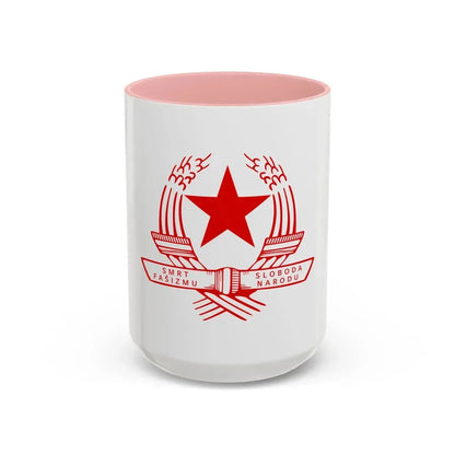 Emblem of the State Anti-fascist Council for the National Liberation of Croatia - Accent Coffee Mug 15oz Pink - Go Mug Yourself