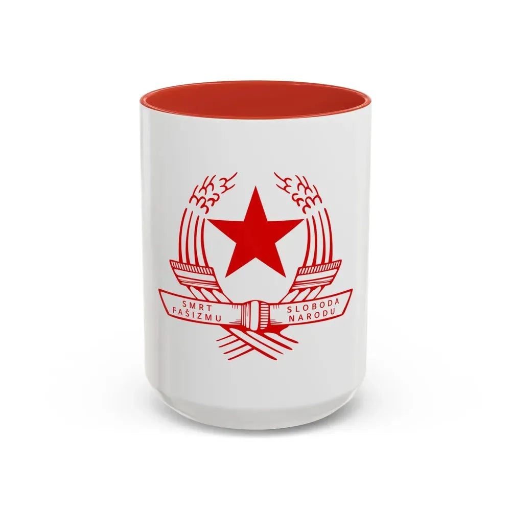 Emblem of the State Anti-fascist Council for the National Liberation of Croatia - Accent Coffee Mug 15oz Red - Go Mug Yourself